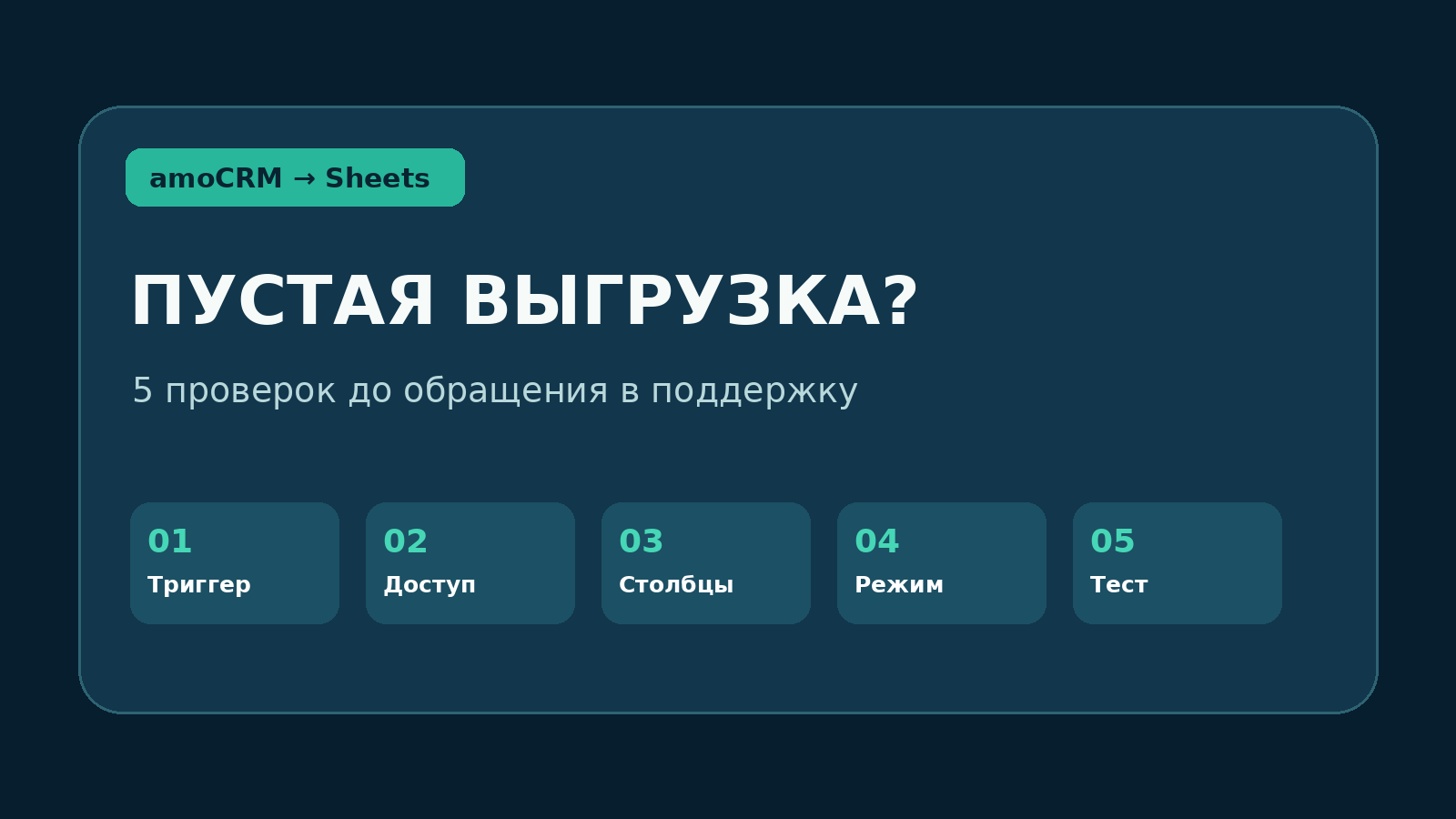 Пустая выгрузка из amoCRM в Google Sheets: где искать причину